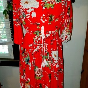 Red floral dress